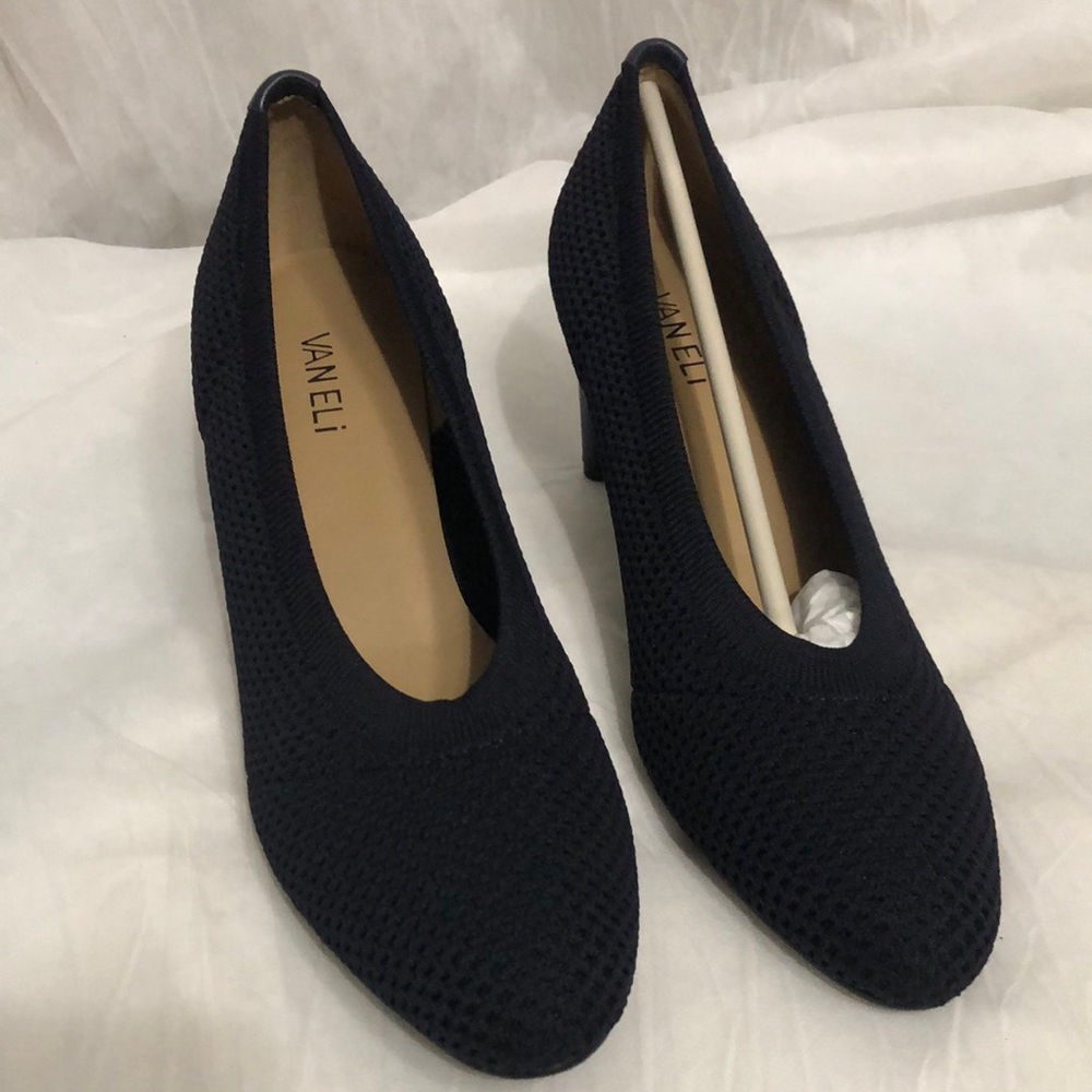 Vaneli Navy Knit Mid-Heel Pumps size 10 NWOT